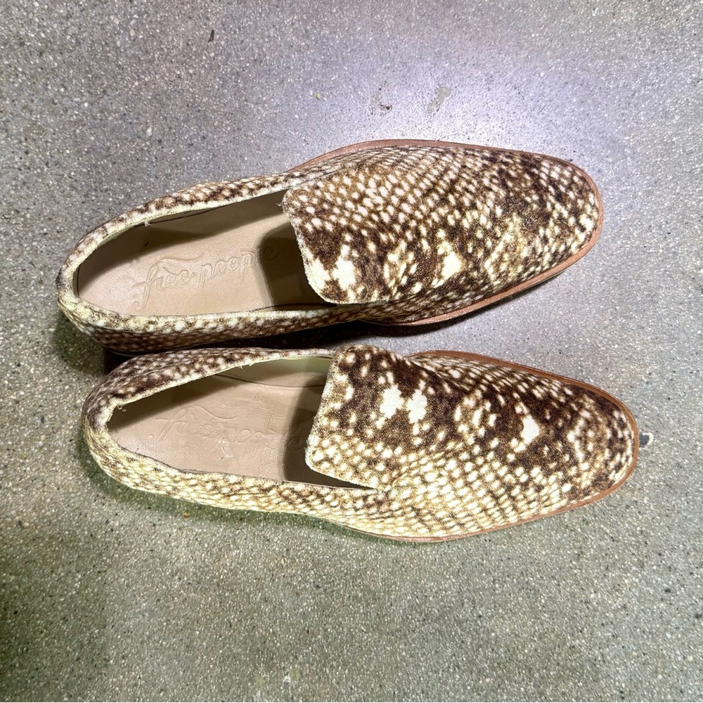 Free People Snakeskin Patterned Suede Loafers